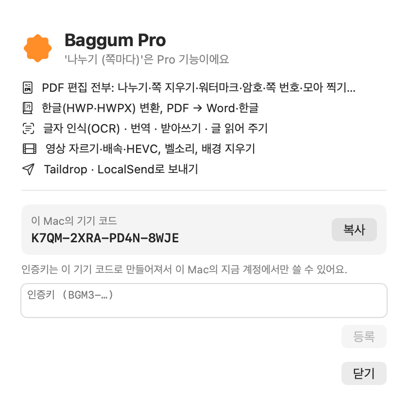 Pro 안내 창